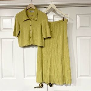 Free People 2pcs Ribbed Yellow Skirt Set